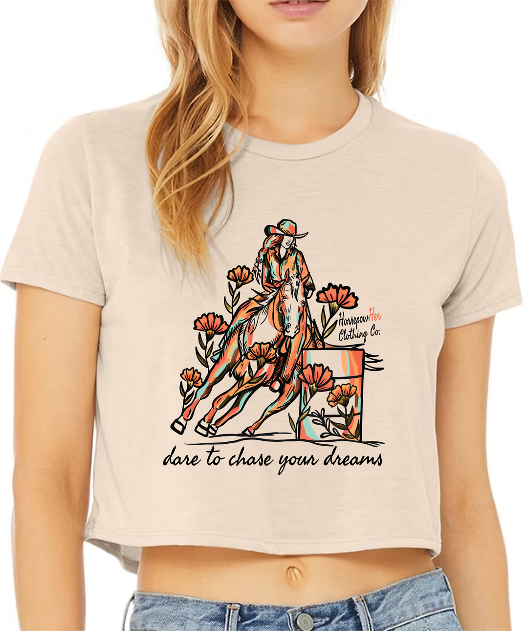 Dare to Chase Your Dreams Women’s Cropped Barrel Tee