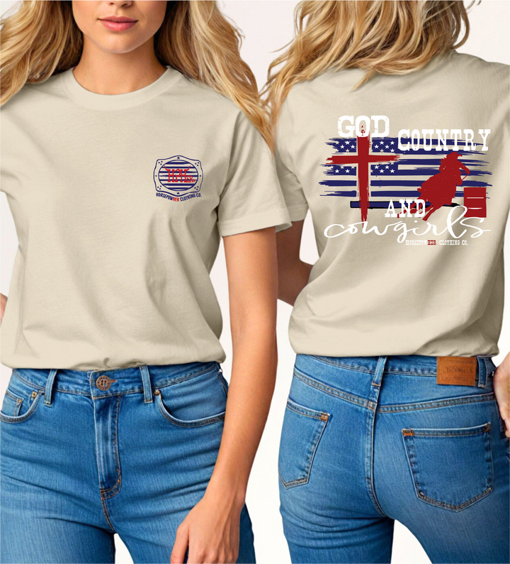 Women's God, Country and Cowgirls Tee