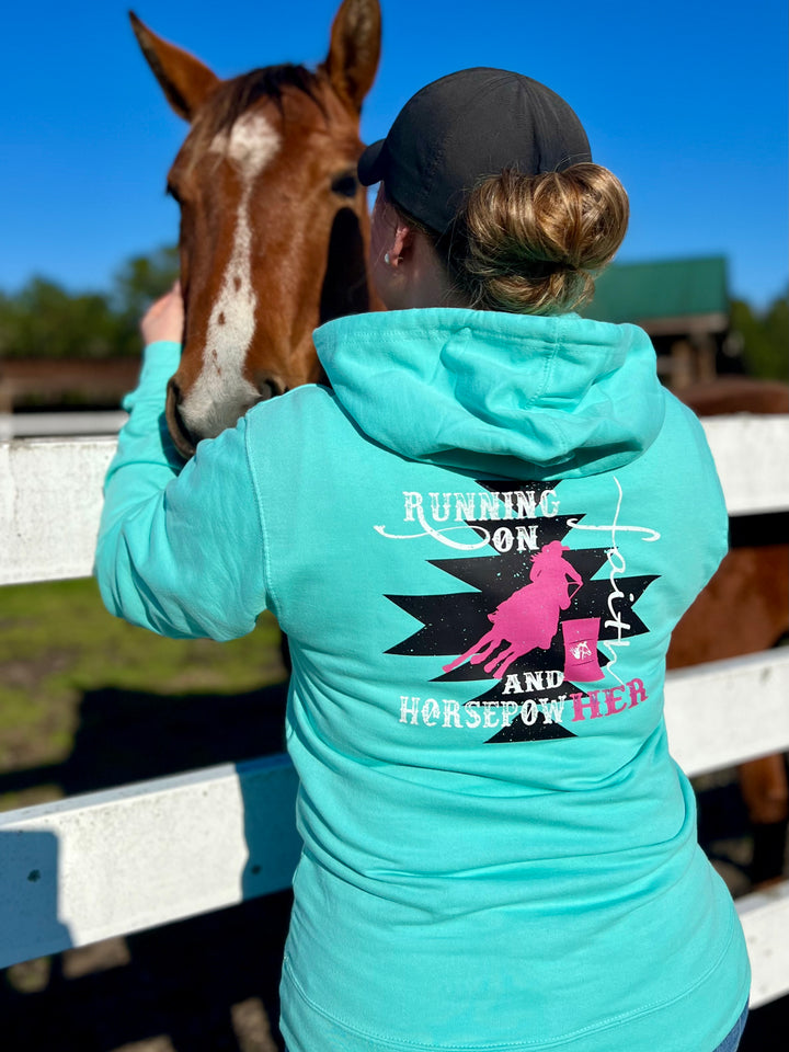 Running on Faith and HorsepowHer Women's  Hoodie
