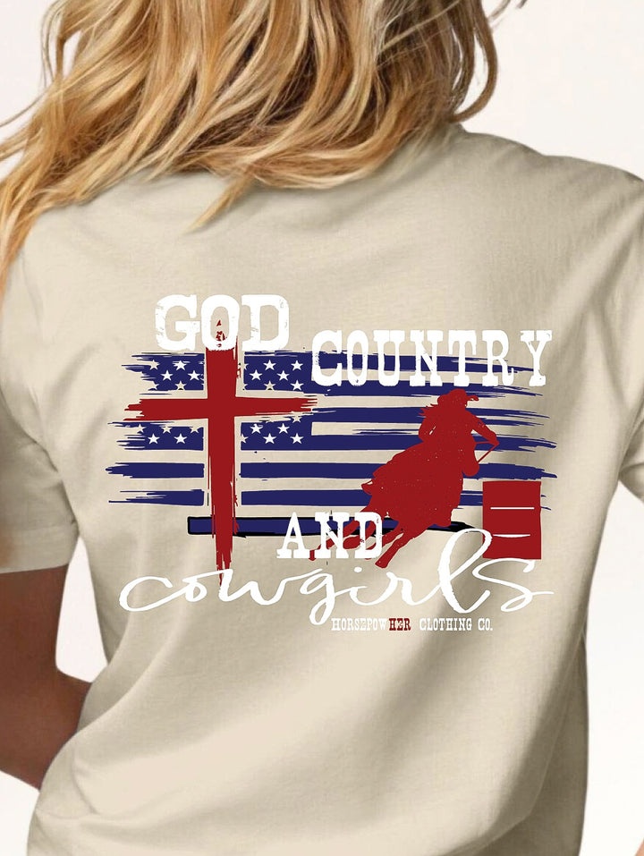 Women's God, Country and Cowgirls Tee