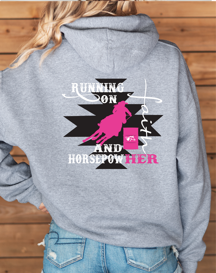 Running on Faith and HorsepowHer Women's  Hoodie