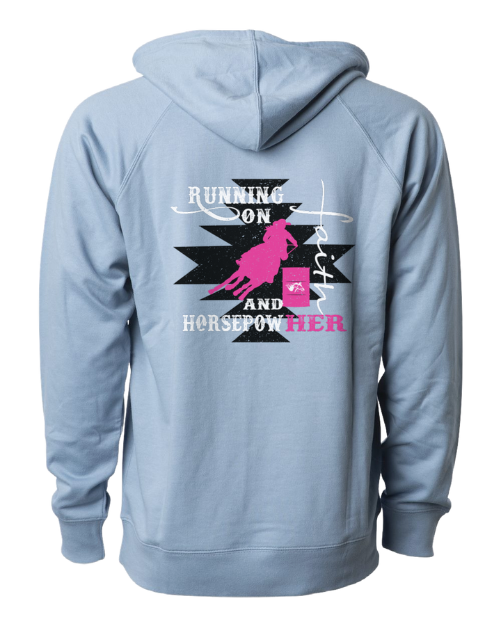 Women's Running on Faith and HorsepowHer Lightweight Hoodie